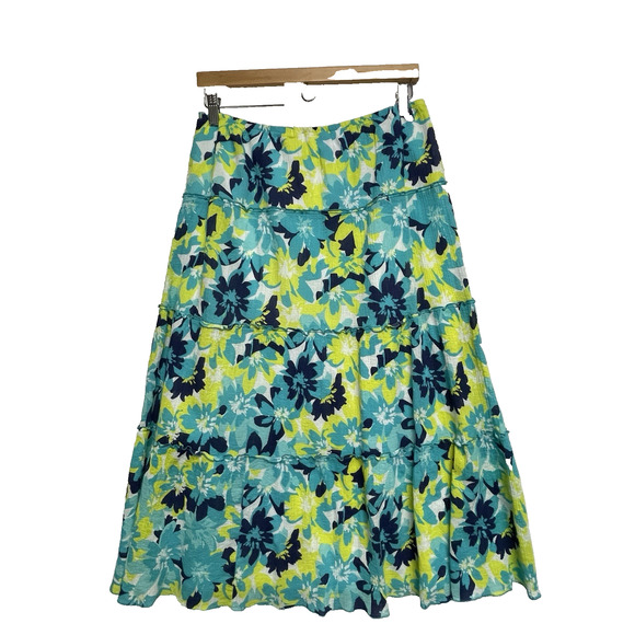 Lark Lane Women's Multicolor Floral Pull On Lined Skirt - Size M - Picture 2 of 9